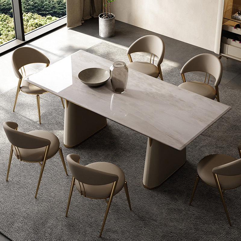 Modern Cushion Microfiber Leather Steel Dining Chair