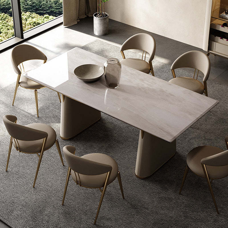 Modern Cushion Microfiber Leather Steel Dining Chair