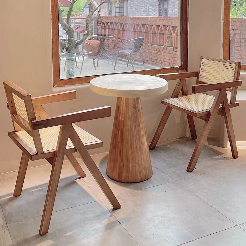 Scandinavian Wood Rattan Armchair