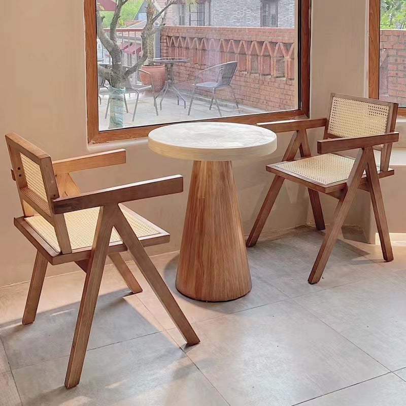 Scandinavian Wood Rattan Armchair