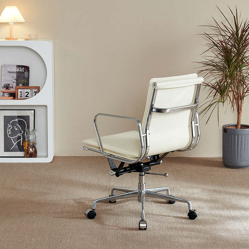 Retro Upholstered Leather Aluminum Desk Chair