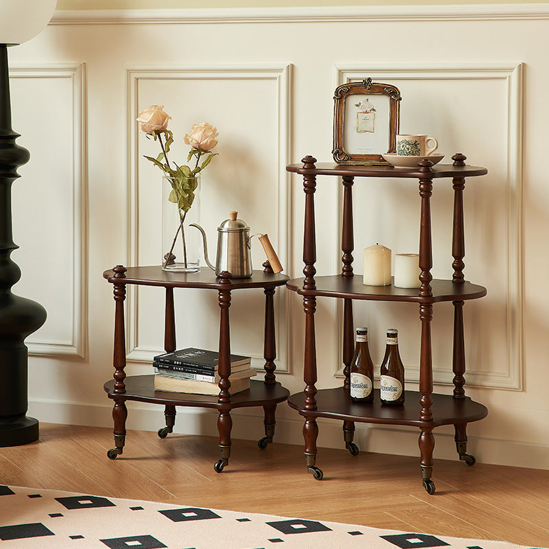 Vintage Wood End Table on Wheels