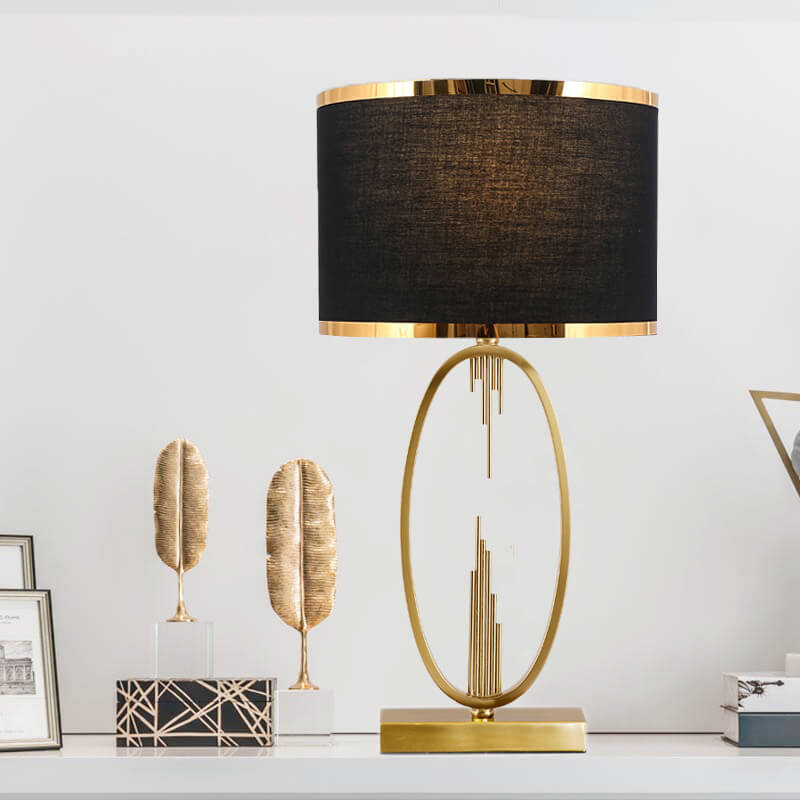 Mid-Century Square Metal Fabric Table Lamp