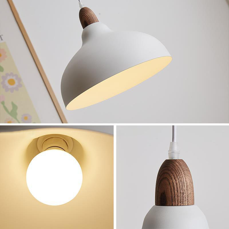 Japanese Solid Wood Dome Pendant Light