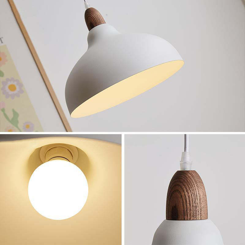 Japanese Solid Wood Dome Pendant Light