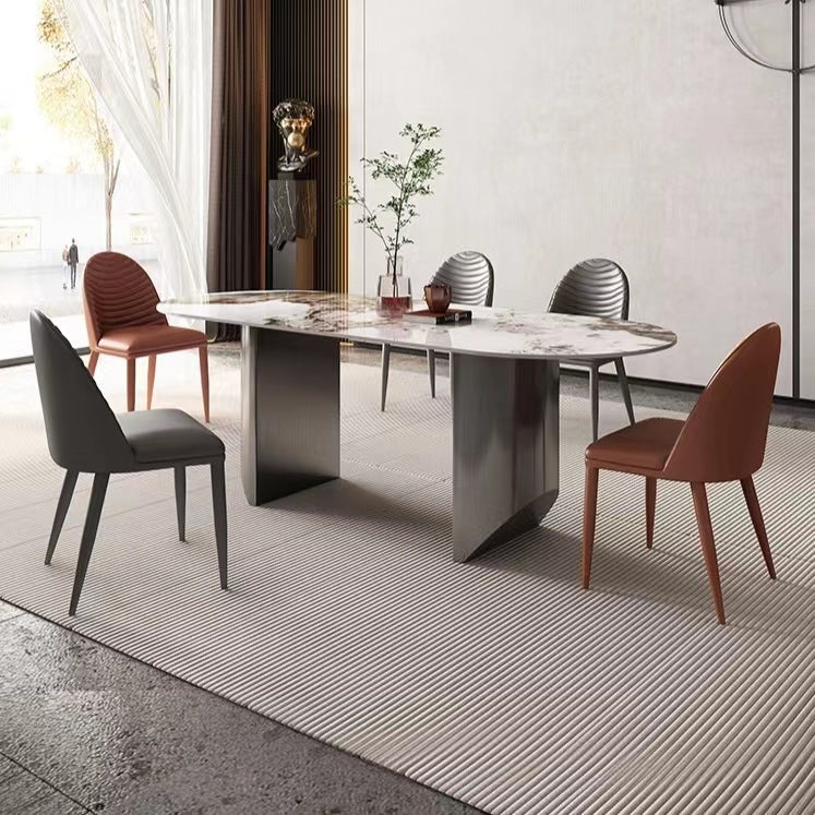 Nordic Arched Leather Rectangular Dining Chair