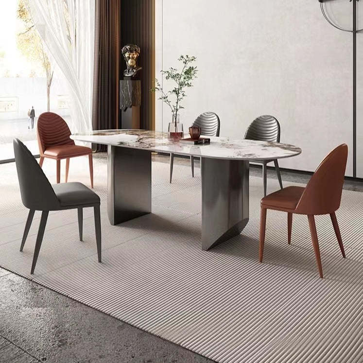 Nordic Arched Leather Rectangular Dining Chair