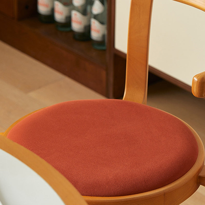 Chinese Wood Flannel Dining Chair — Black / Red
