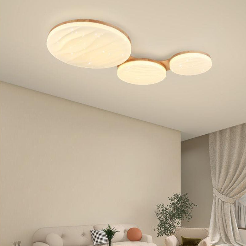 Nordic Wood Frame Acrylic Round LED Flush Mount Light