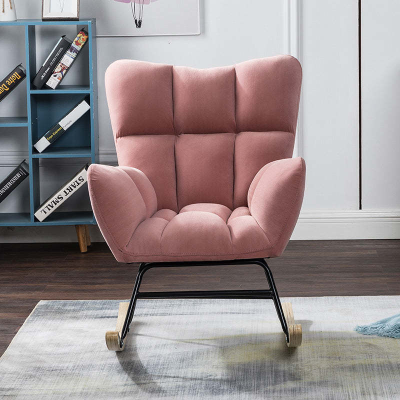 Nordic Patchwork Linen Rocking Chair