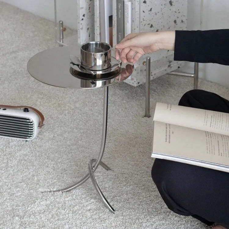 Minimalist J-Shape Steel Coffee Table — Black
