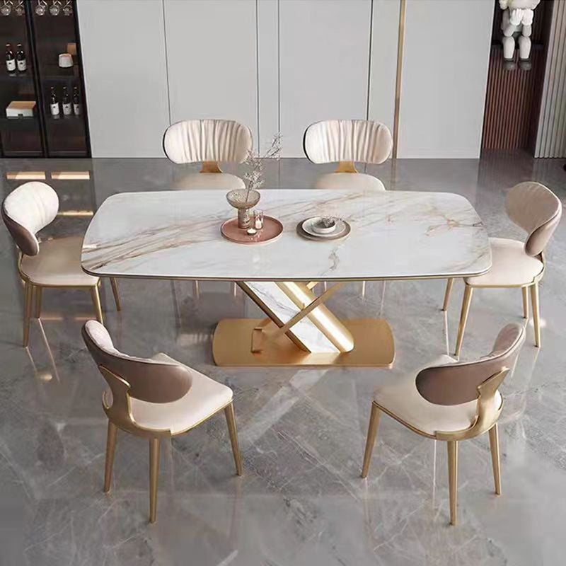 Scandinavian Microfiber Leather Square Cushion Dining Chair