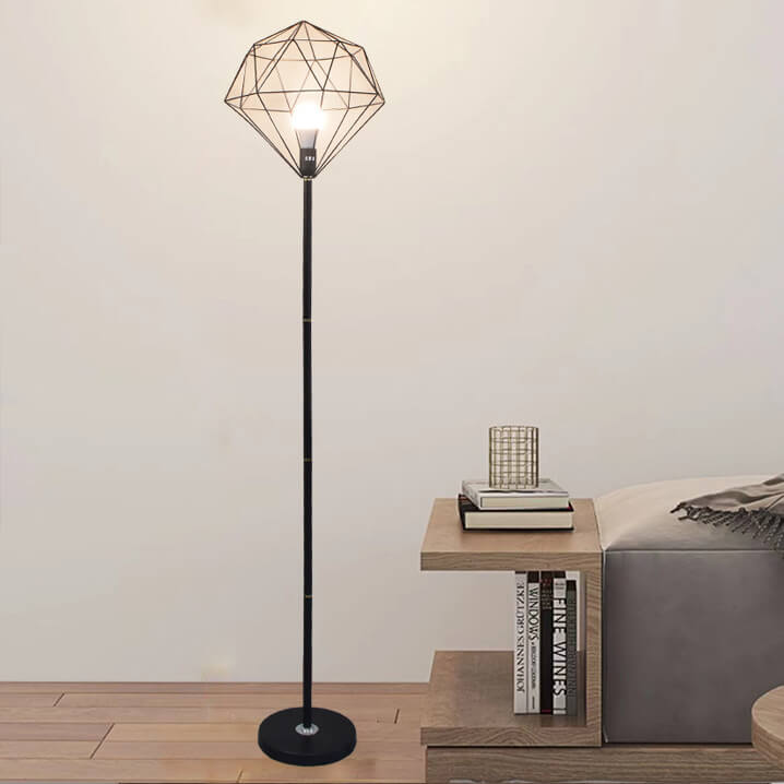 Contemporary Iron Hollow Diamond Floor Lamp