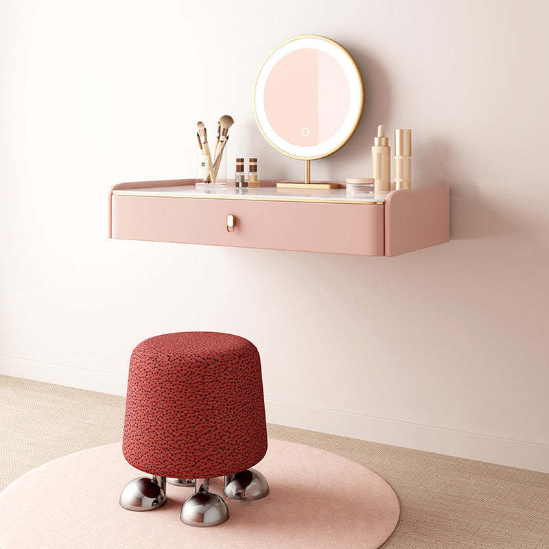 Modern Wood Stainless Steel Vanity Stool — Neutral Gray
