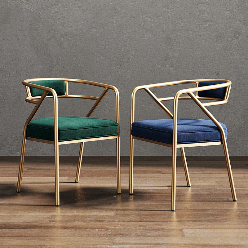 Modern Ring Leather Linen Alloy Dining Chair — Black Velvet
