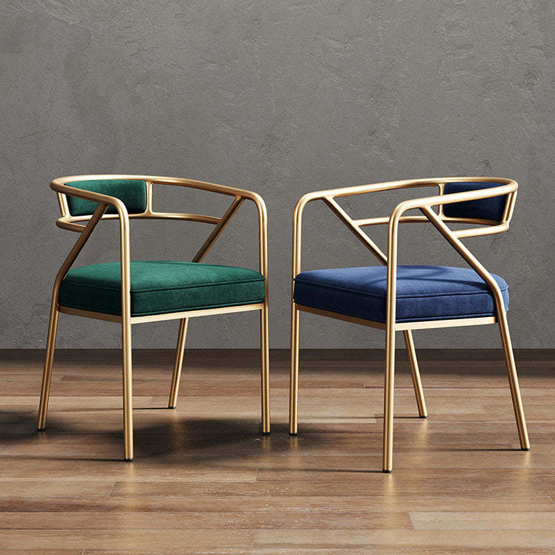 Modern Ring Leather Linen Alloy Dining Chair — Black Velvet
