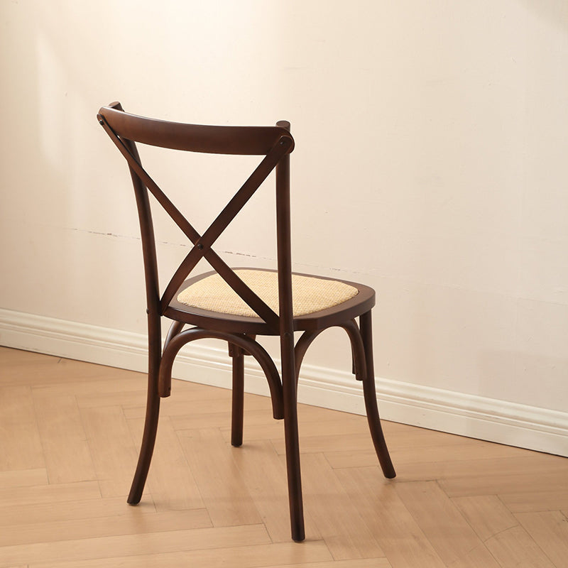Rustic Woven Rattan Wood Dining Chair