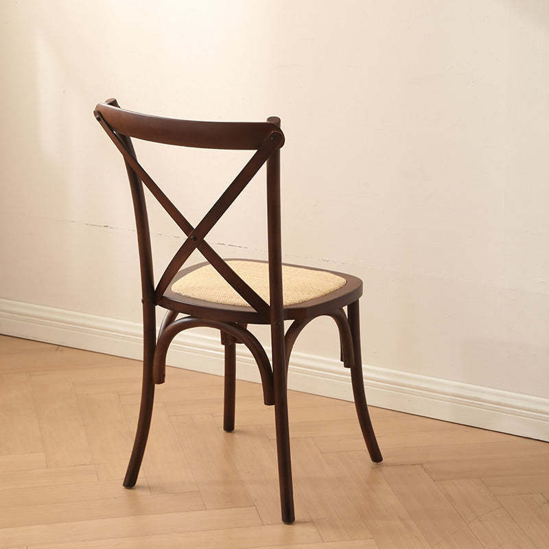 Rustic Woven Rattan Wood Dining Chair