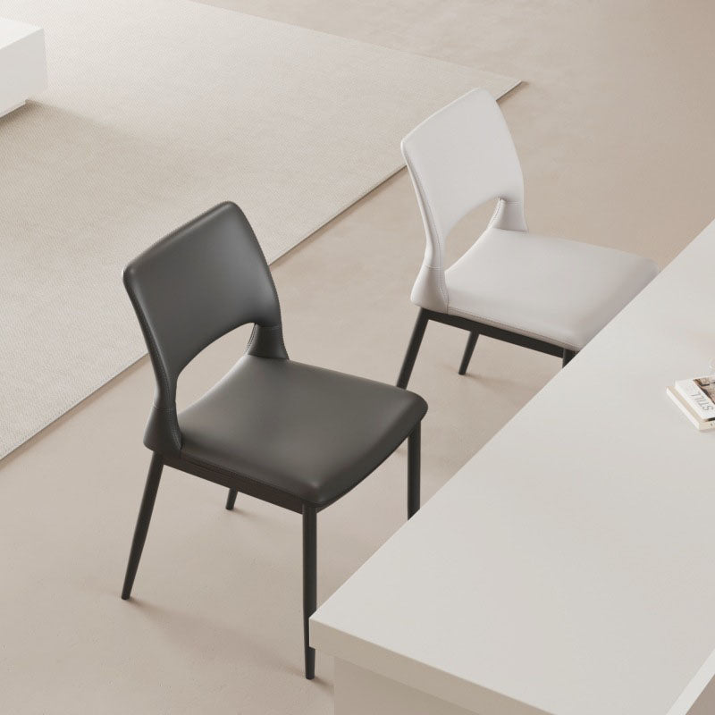 Nordic Curved Leather Hollow Square Dining Chair