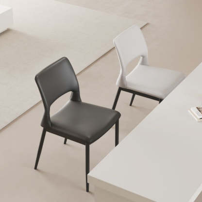 Nordic Curved Leather Hollow Square Dining Chair