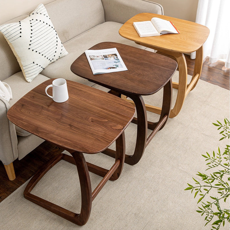 Nordic C-Shape Walnut Ash Wood End Table