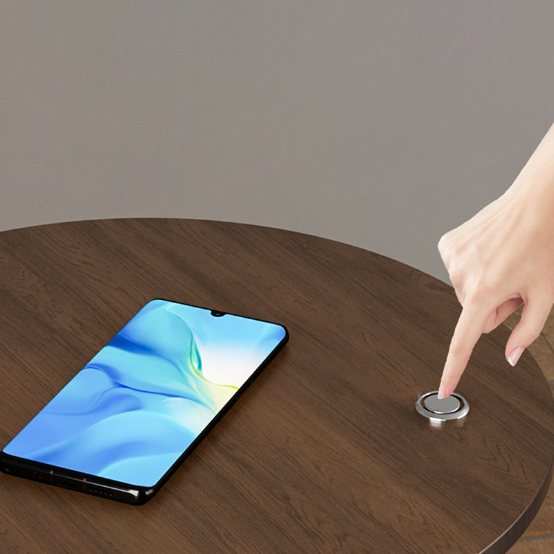 Nordic Walnut Nightstand With Wireless Charging — With Mobile Phone Wireless Charging / Marble - White / Infinitely Dimmable - 220V-240V For UK/AU