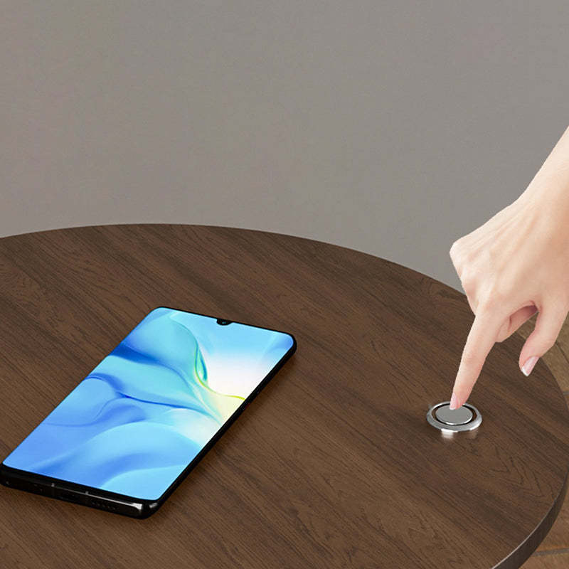Nordic Walnut Nightstand With Wireless Charging — With Mobile Phone Wireless Charging / Marble - White / Infinitely Dimmable - 220V-240V For UK/AU