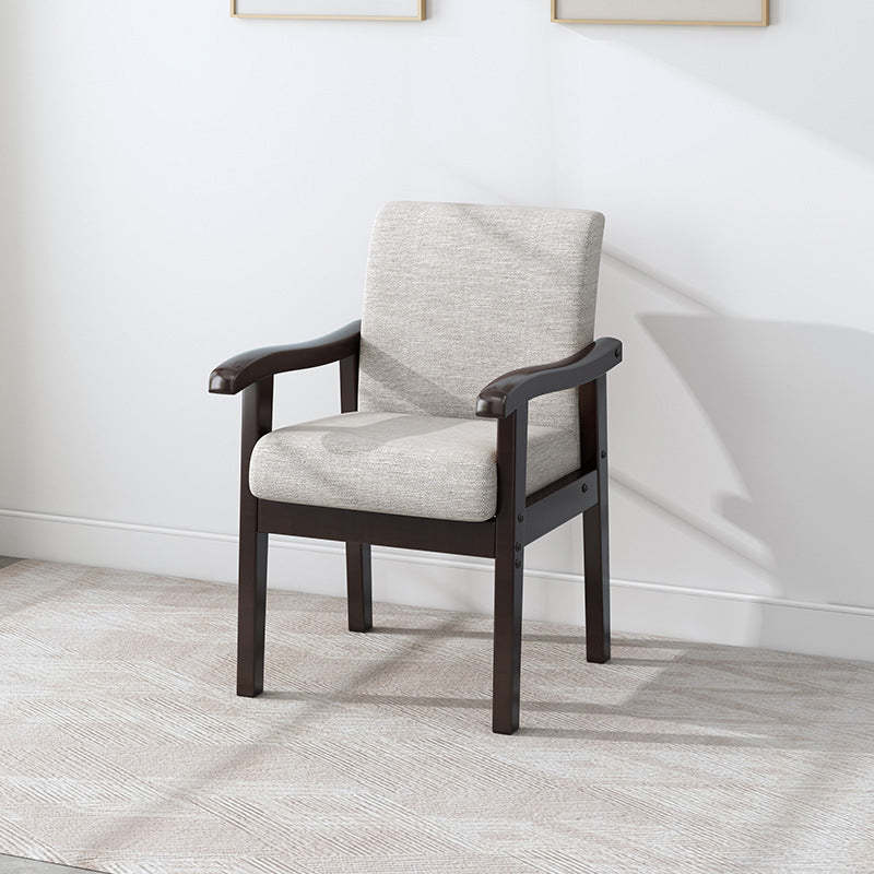 Minimalist Upholstered Fabric Wood Chair — Walnut Frame + Gray Seat