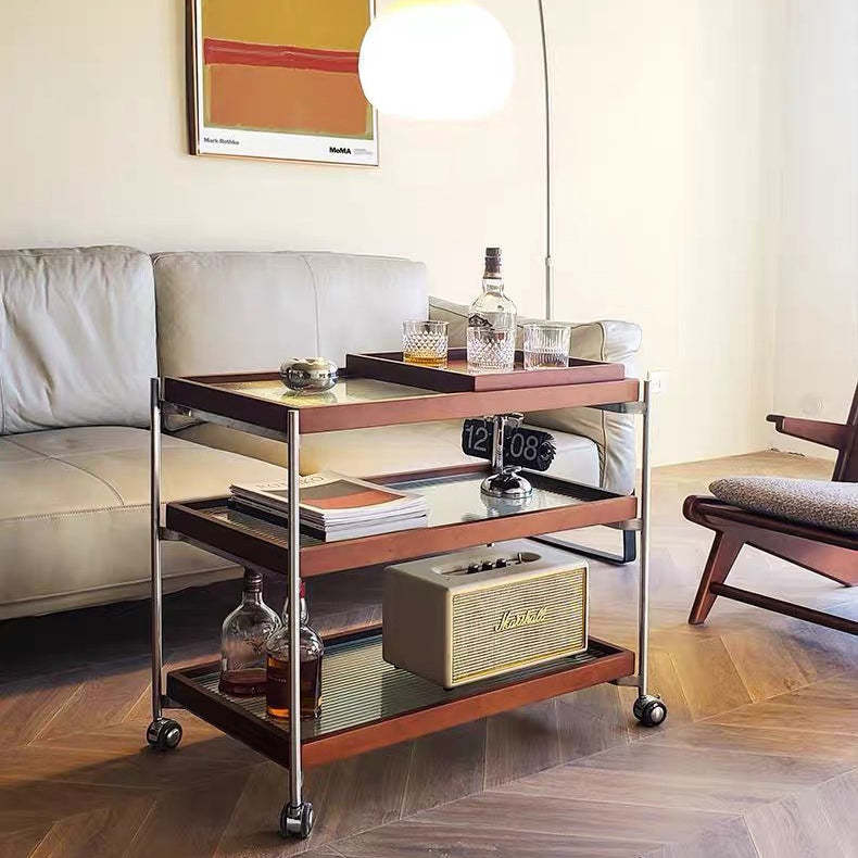 Minimalist Steel Glass Wood End Table