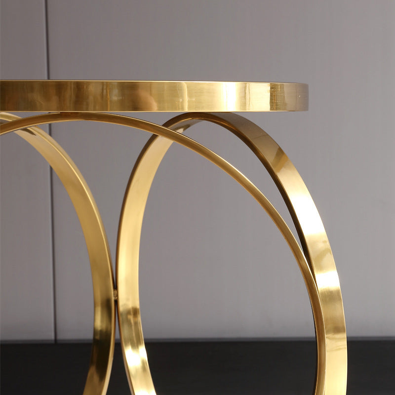 Modern Round Marble Titanium Steel Coffee Table