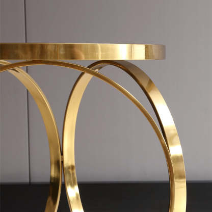 Modern Round Marble Titanium Steel Coffee Table