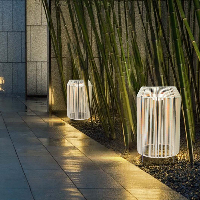 Chinese Solar Cylindrical Rattan LED Floor Lamp
