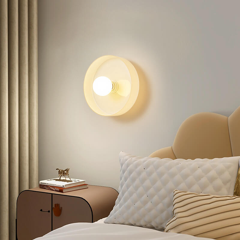 Lighom round home iron wall sconces for hallway — 5.12" H x 9.84" Dia / Yellow / 220V-240V (UK/AU