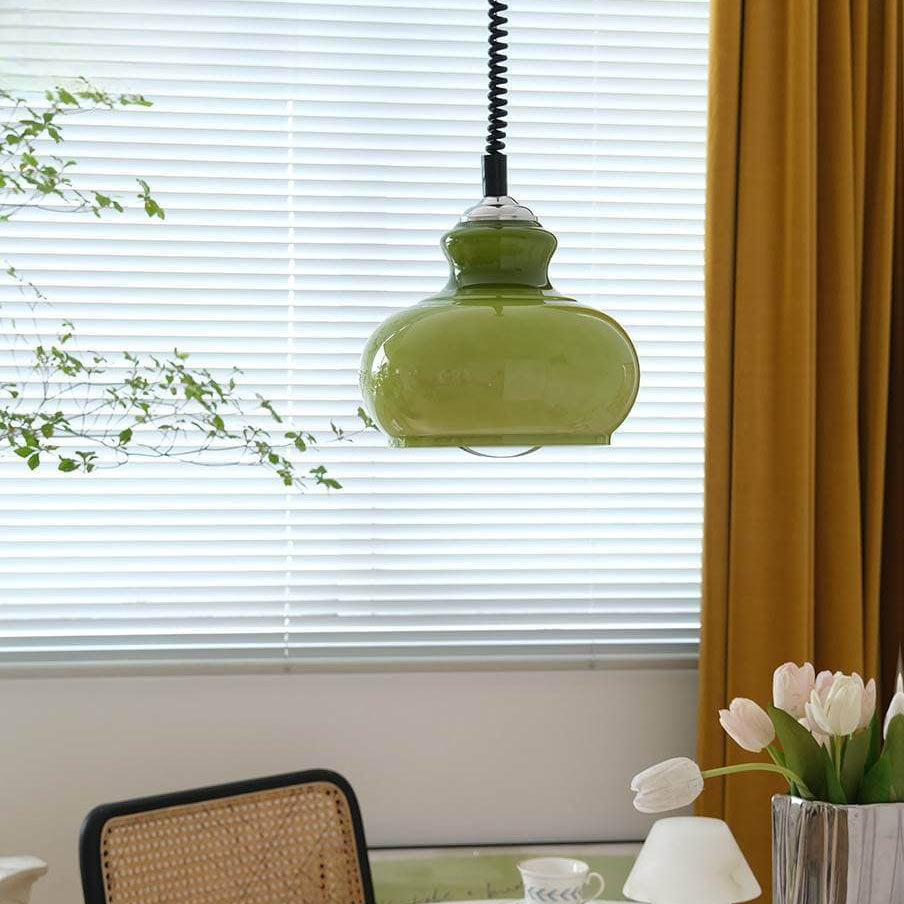 French Vintage Glass Gourd Pendant Light