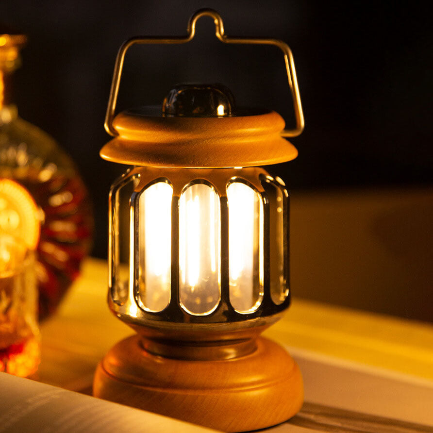 Industrial teapot base landscape lighting in wood — Brown