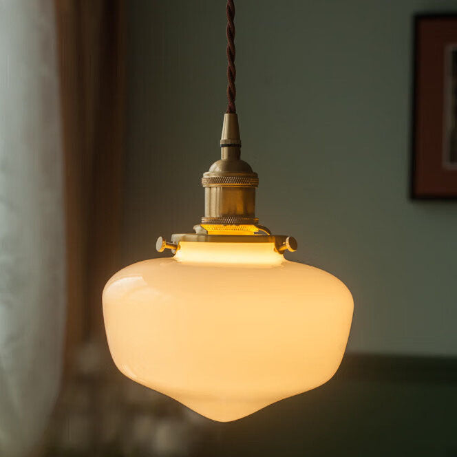Nordic Vintage Brass Glass Lantern Pendant