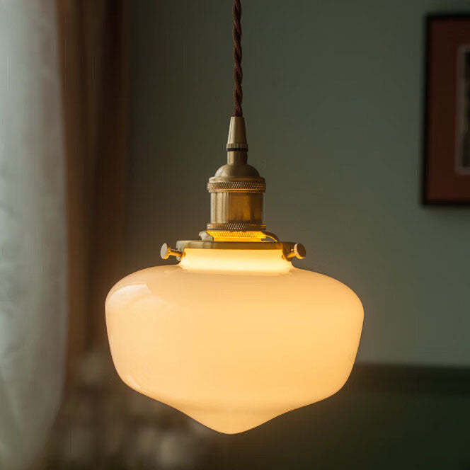 Nordic Vintage Brass Glass Lantern Pendant