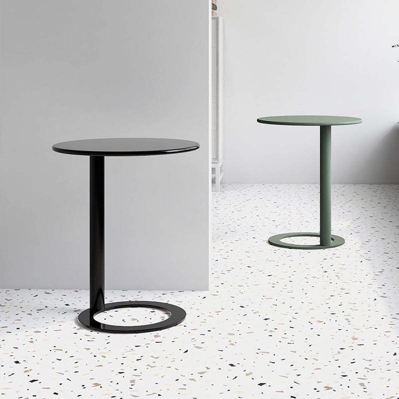 Minimalist Round Metal End Table — Cream White