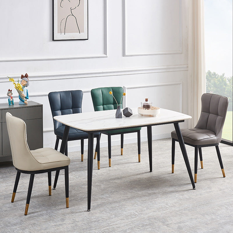 Nordic Lattice Leather Steel Dining Chair
