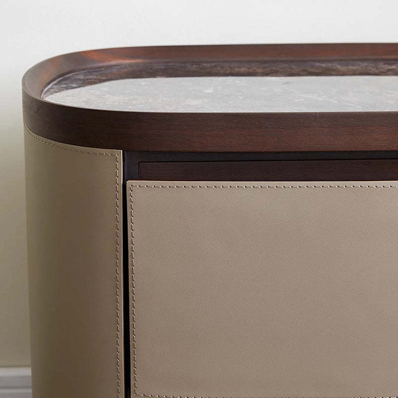 Minimalist Slate Elliptical Nightstand 2-Drawer