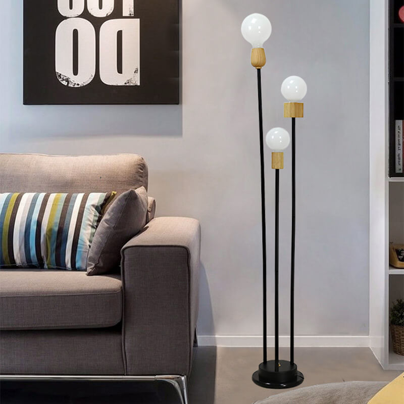 Industrial Retro Iron Black Glass Ball Floor Lamp