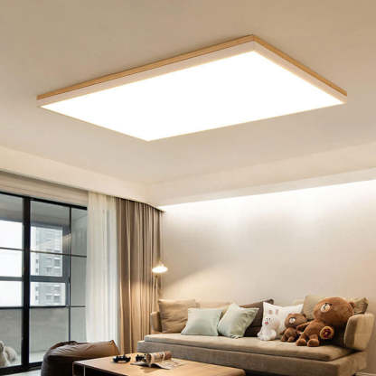 Nordic Solid Wood Square Rectangle LED Flush Ceiling Light