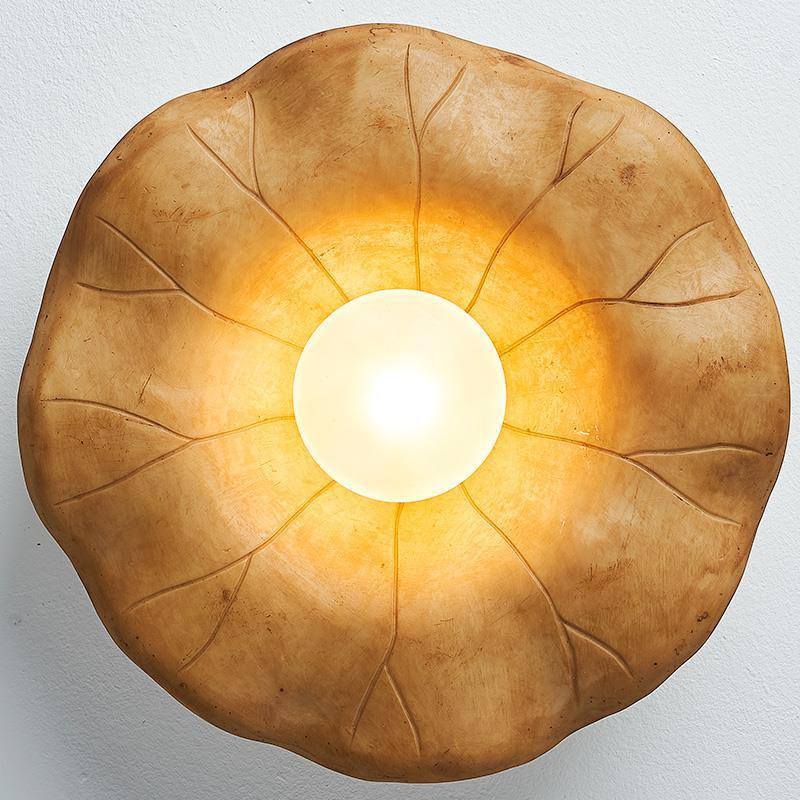 Japanese Wabi-Sabi Lotus Leaf Resin Ceiling Light