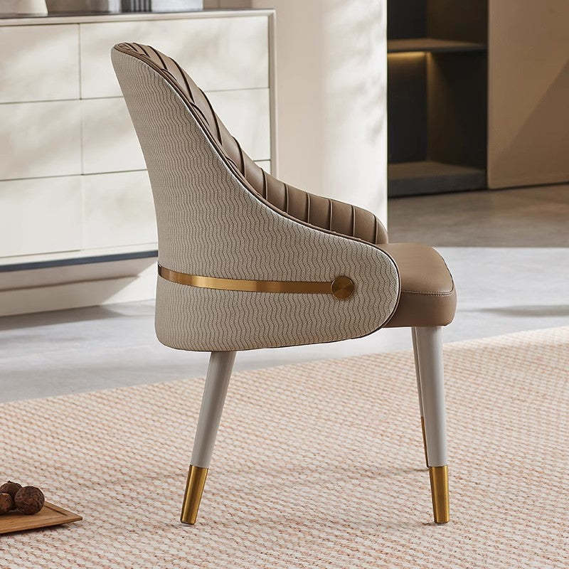 Minimalist Pleated Leather Metal Dining Chair