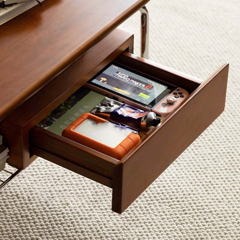 Retro Pine Wood Elliptical Coffee Table 2-Tier