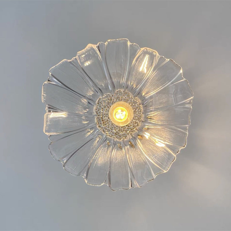 Vintage Lotus Leaf Glass Brass Pendant