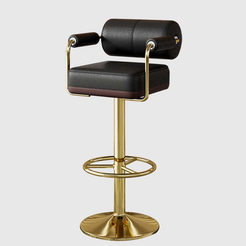 Minimalist Leather Cylinder Bar Stool