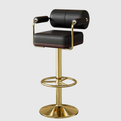 Minimalist Leather Cylinder Bar Stool