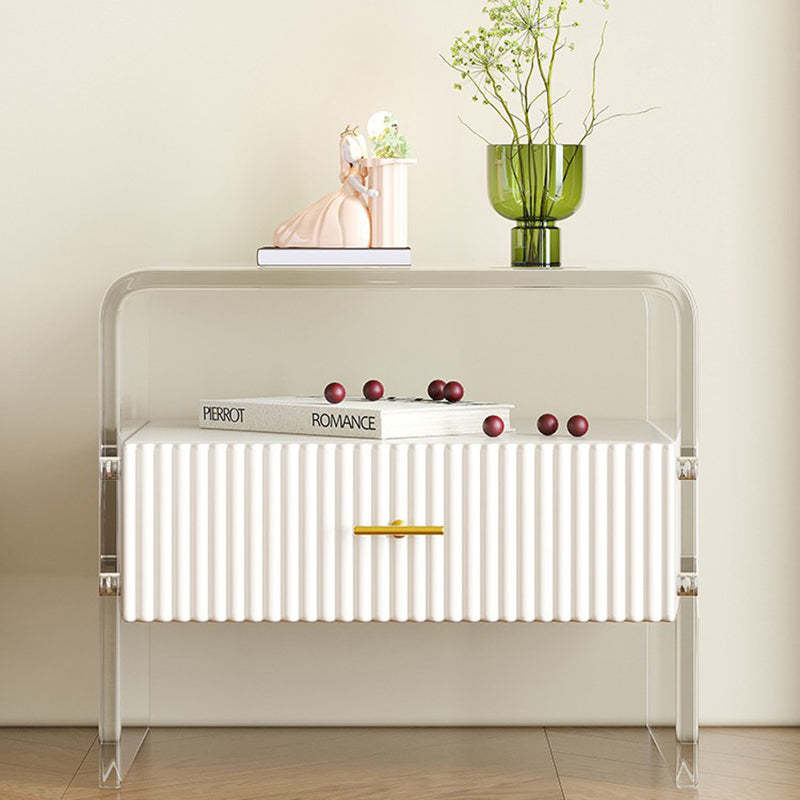 Modern Acrylic Rectangular Nightstand 1-Drawer