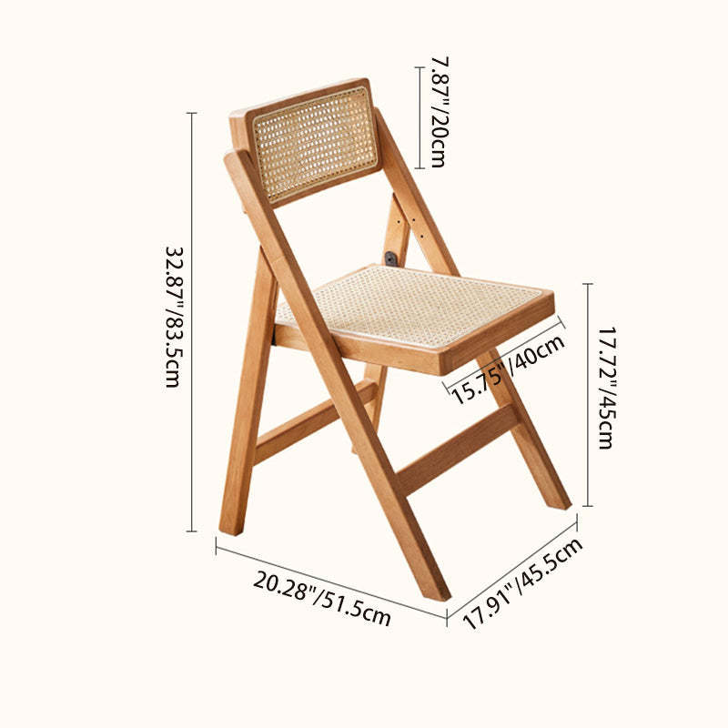 Vintage Rattan Rubberwood Dining Chair — A - Regular / Walnut Color